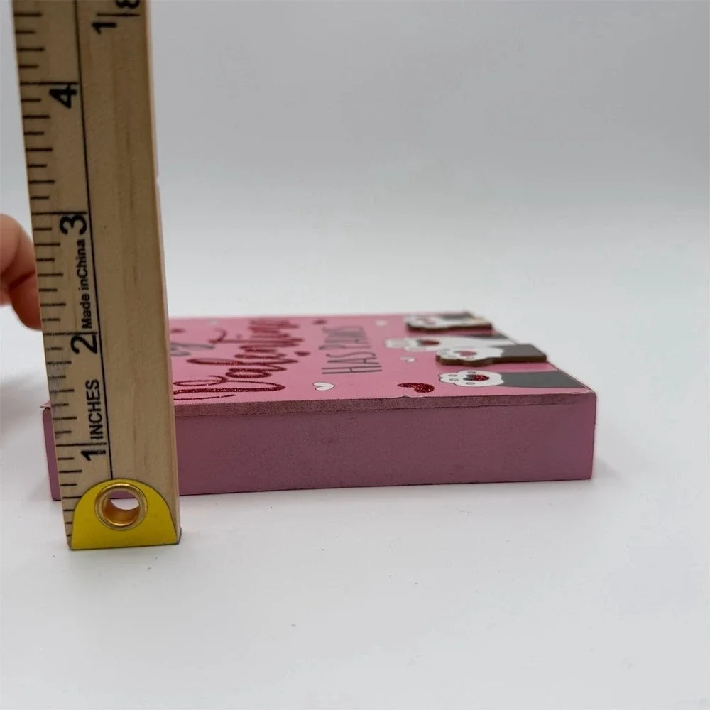 My Valentine Has Paws‎ Block Sign Pink Hearts Paw Prints 6x6 Freestanding